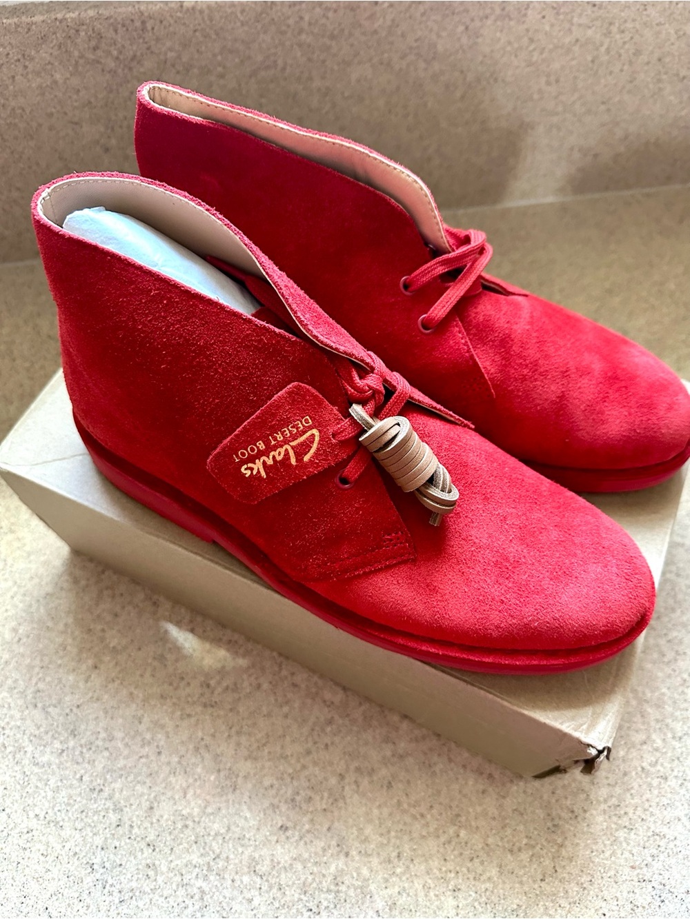 Clarks Red Suede Desert Boots